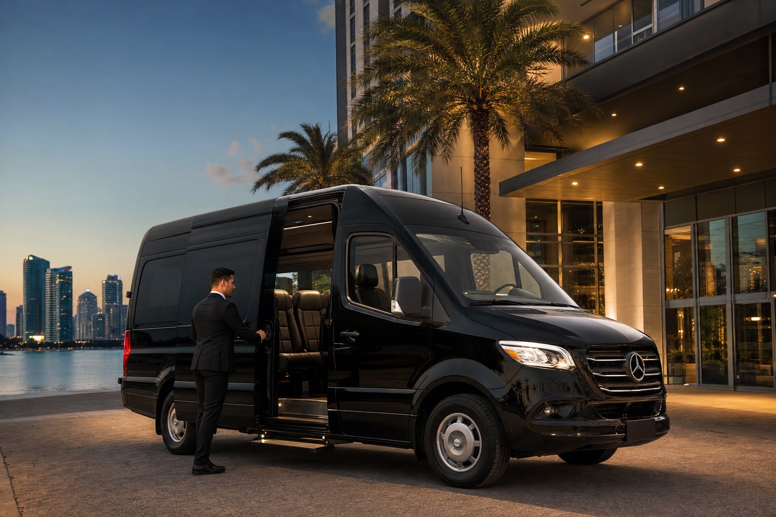 Black Executive Sprinter group transportation class example